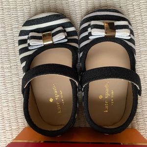 Kate Spade striped Mary Jane baby shoes bow Size 4 9-12m